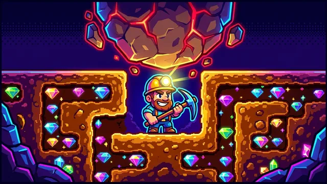 Cave Digger - Every gem you grab loosens something above you.
