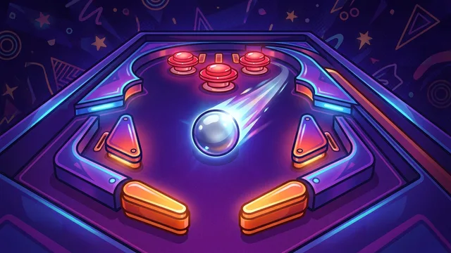 Retro Pinball - Flippers, bumpers, and one silver ball with plans.